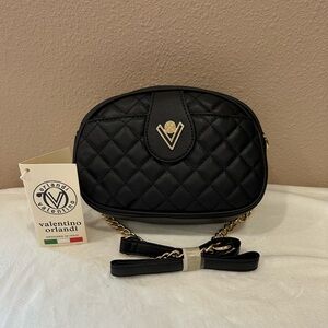 Valentino Orlandi Quilted Black Crossbody Bag